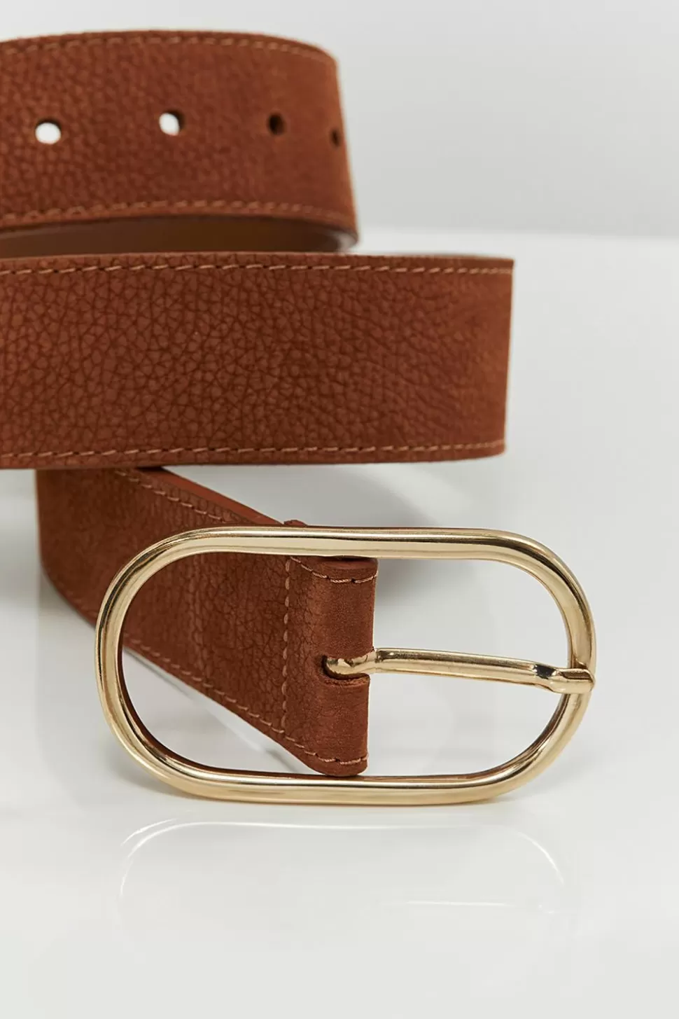 One Step Access - Ceinture Caramel En Cuir Velours Graine Sale