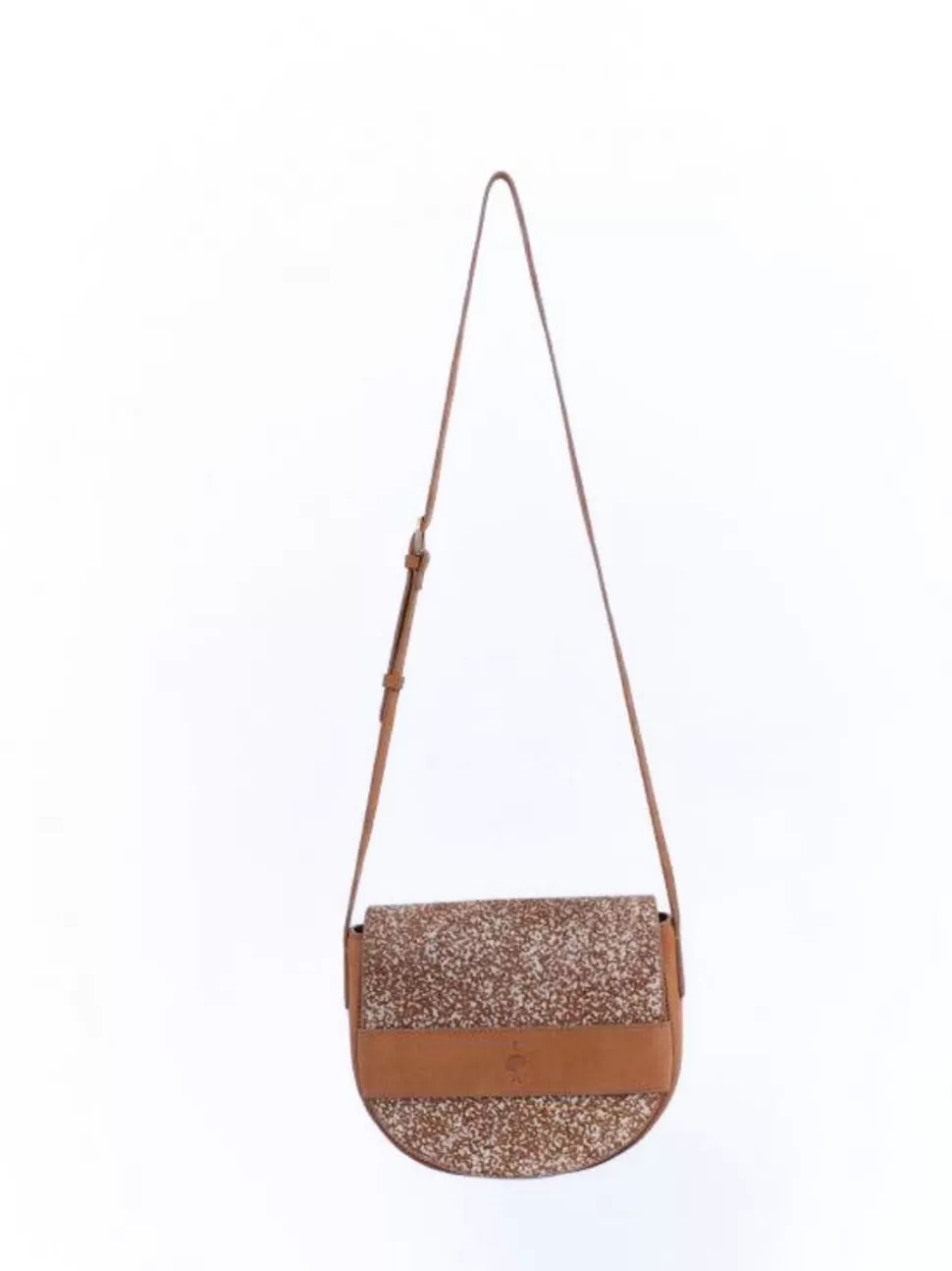 One Step Aliby - Sac Besace Caramel En Cuir Nubuck Certifie A Motif Animalier Tachiste - Petit Modele Store