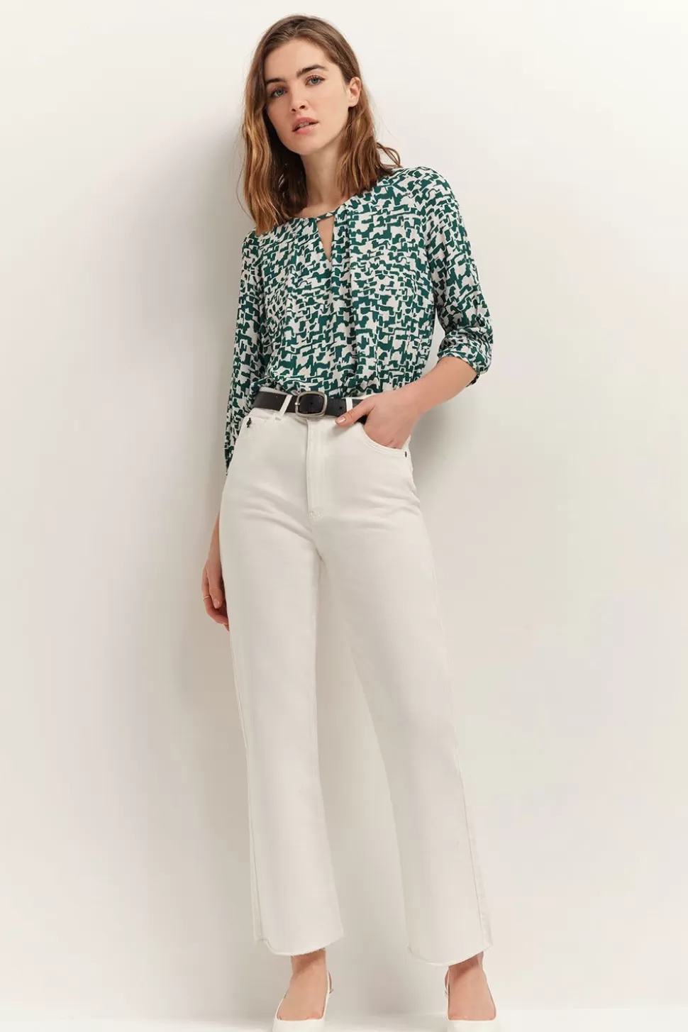 One Step Colin - Blouse Ecrue A Imprime Ecorce Urbaine Clearance