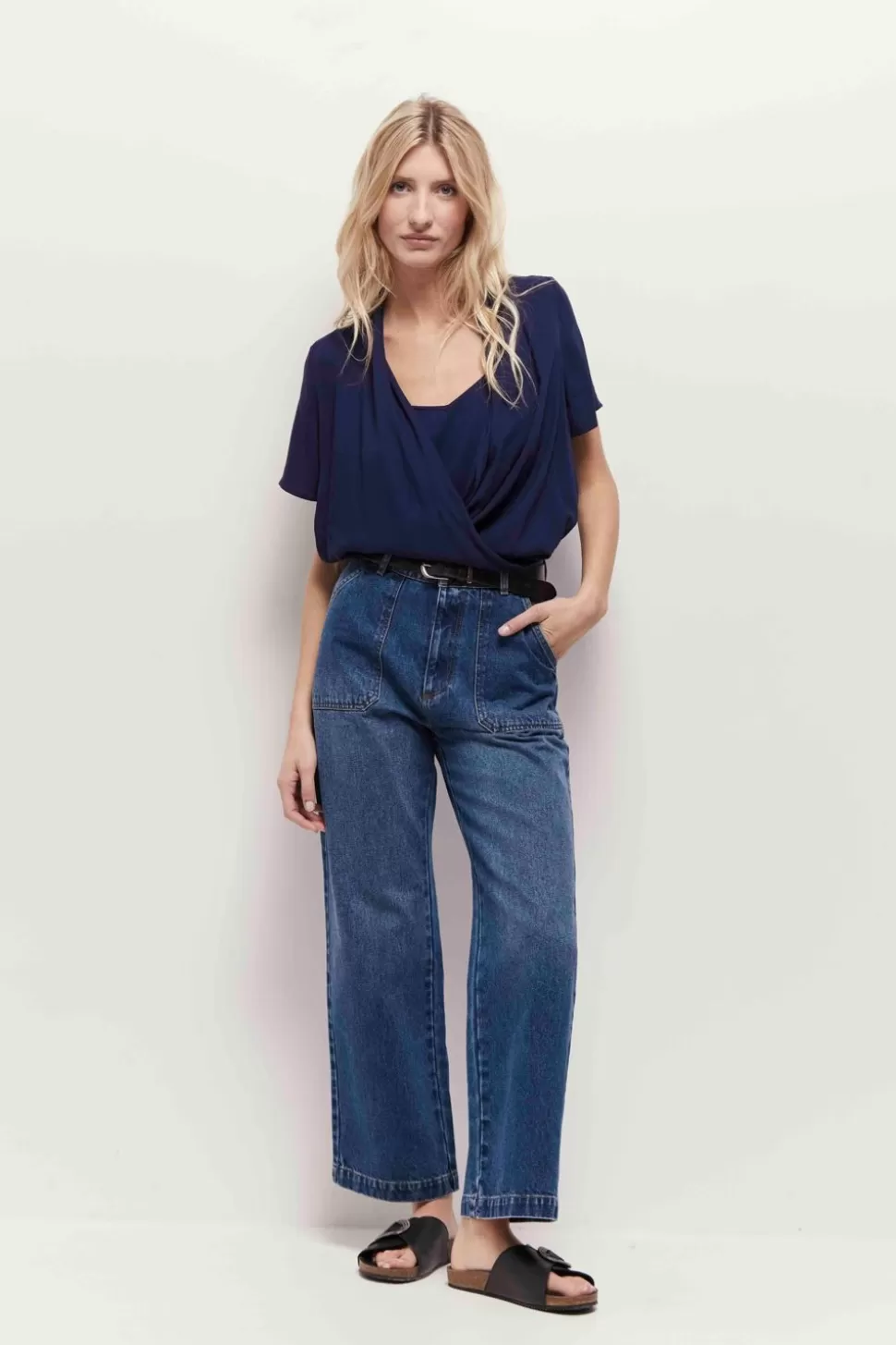 One Step Corey - Top Bleu Lenzing Ecovero Forme Cache-Coeur Best Sale