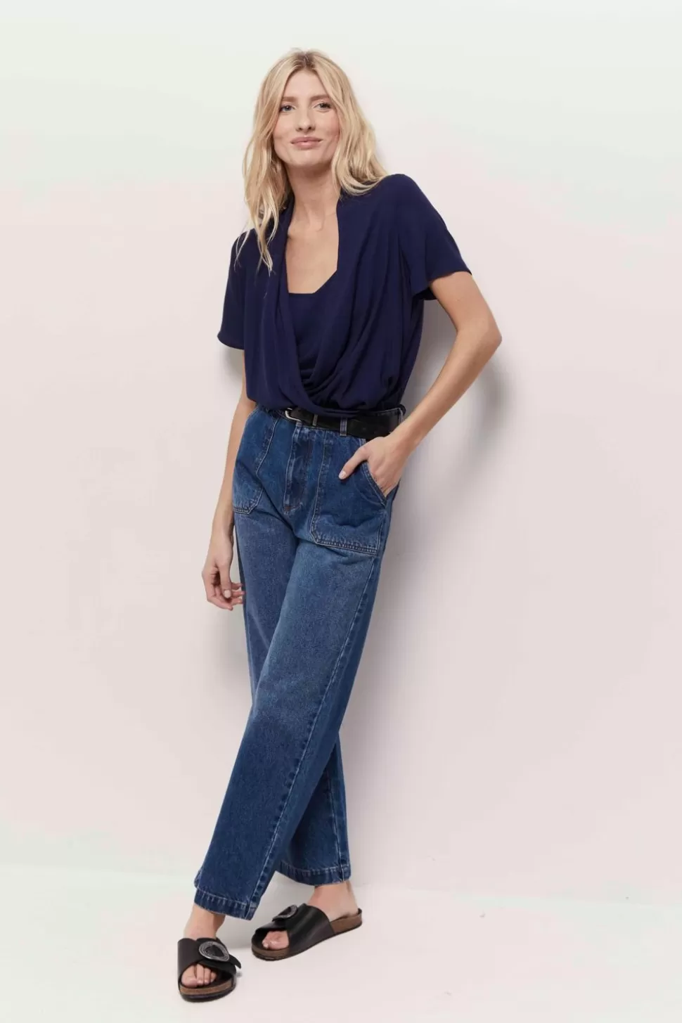 One Step Corey - Top Bleu Lenzing Ecovero Forme Cache-Coeur Best Sale