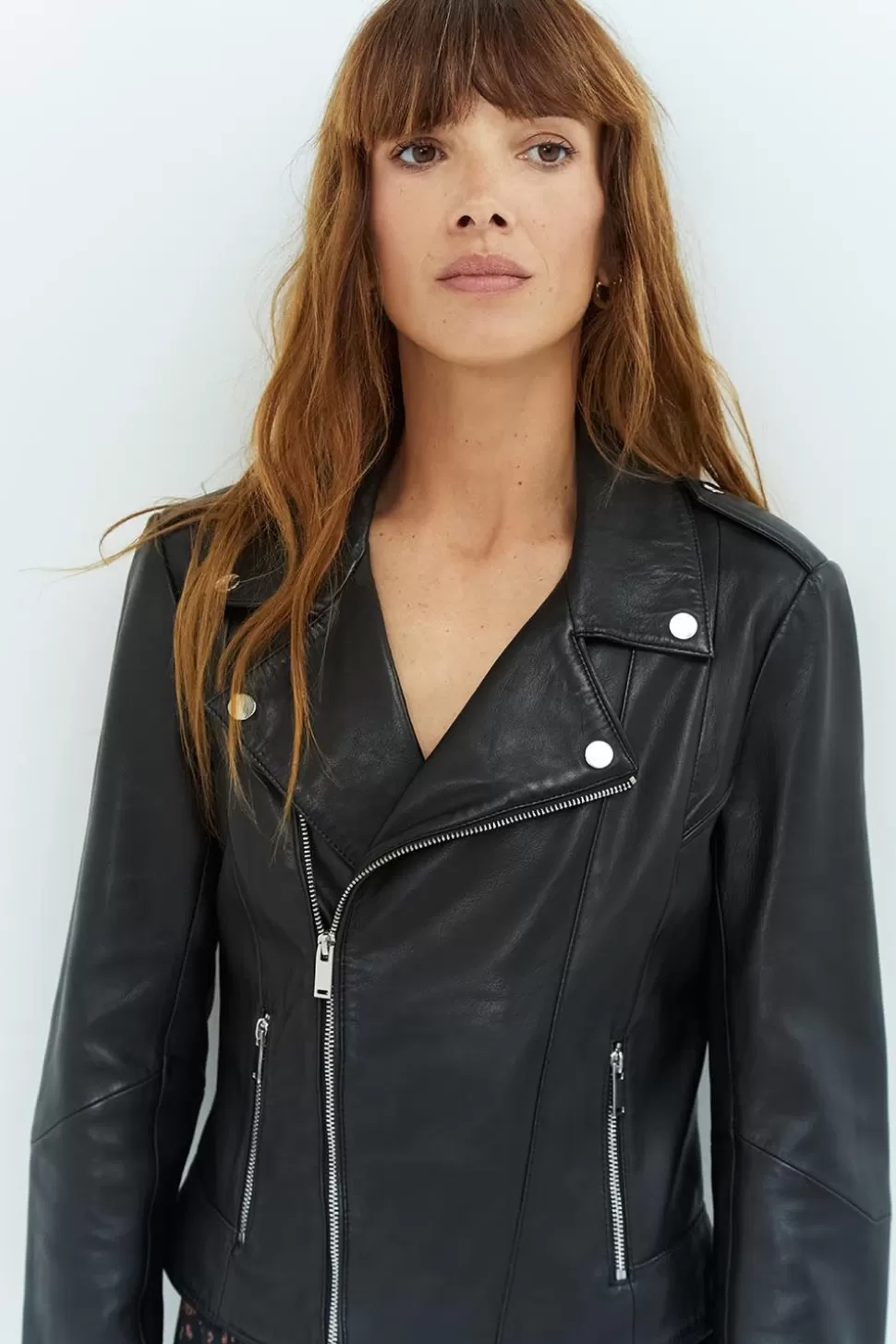 One Step Dean - Blouson Biker Noir En Cuir Clearance