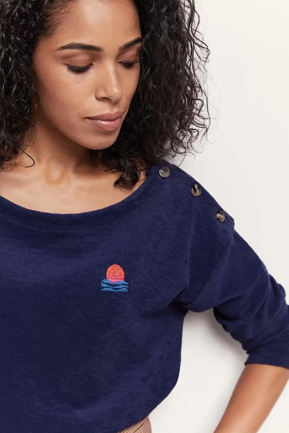 One Step Malou - T-Shirt Bleu En Eponge De Coton Bio Best