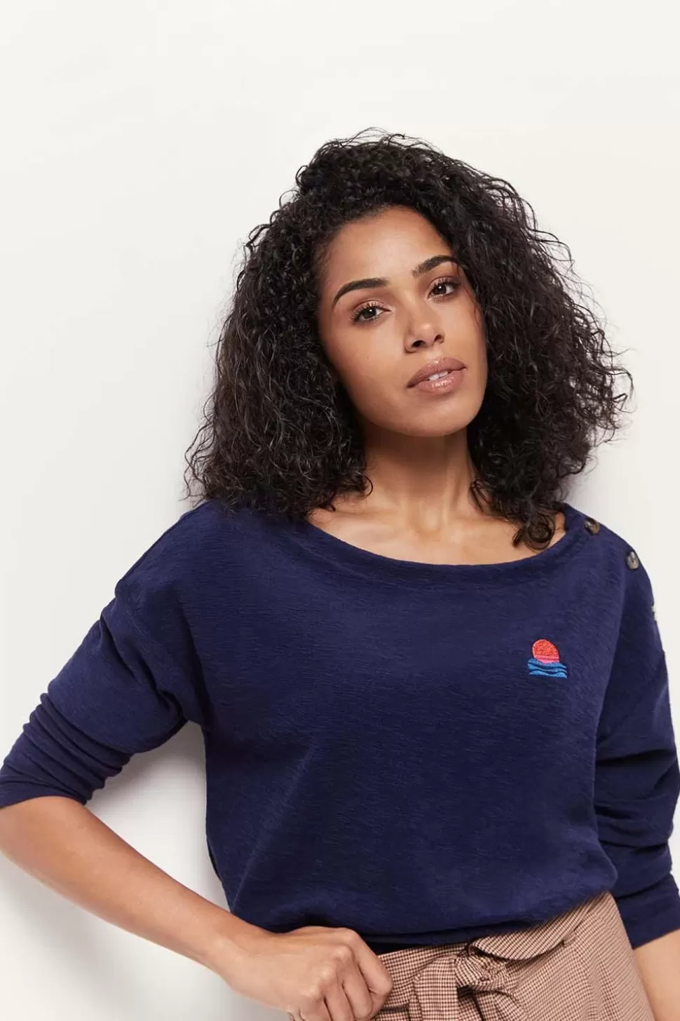 One Step Malou - T-Shirt Bleu En Eponge De Coton Bio Best