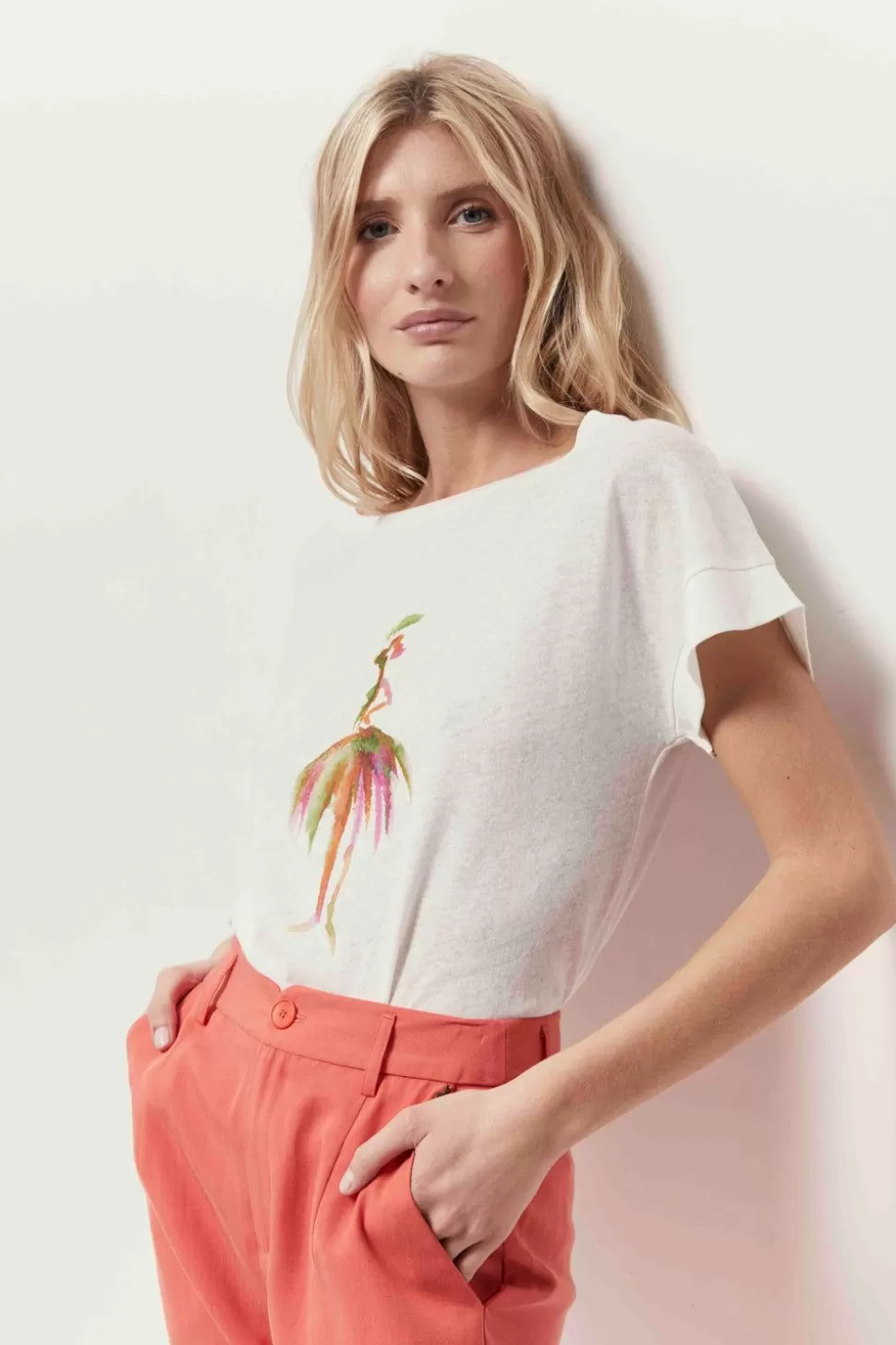 One Step Mania - T-Shirt Ecru Visuel Danseuse Aquarelle Shop