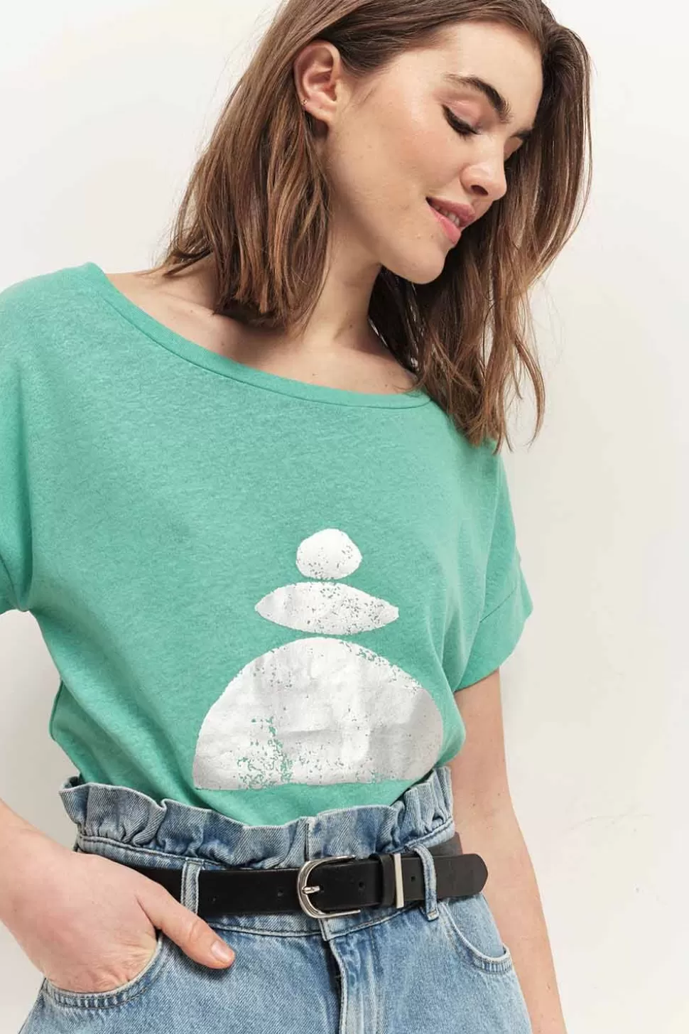 One Step Mania - T-Shirt Menthe Visuel Danseuse Arty Minimal Fashion