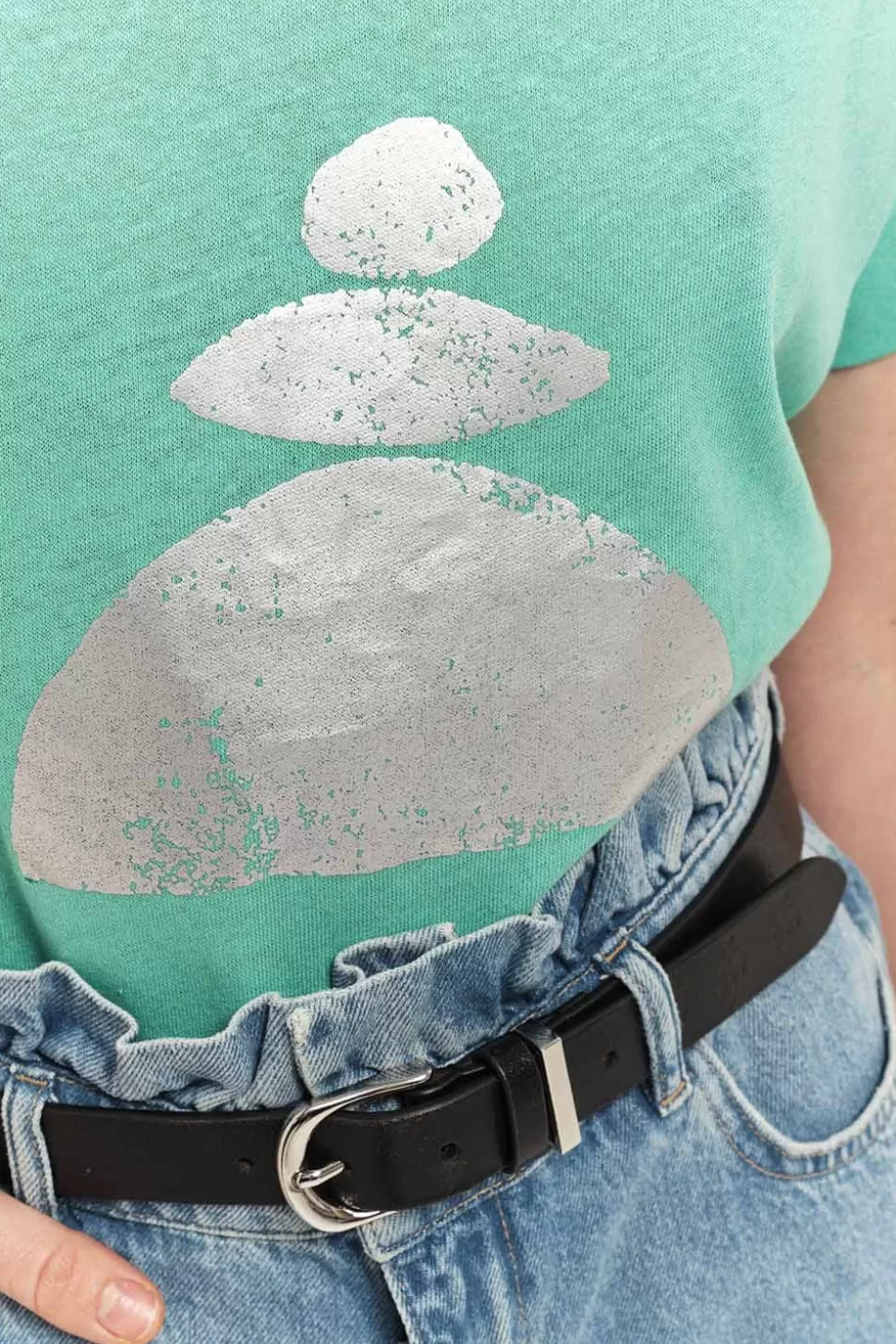 One Step Mania - T-Shirt Menthe Visuel Danseuse Arty Minimal Fashion