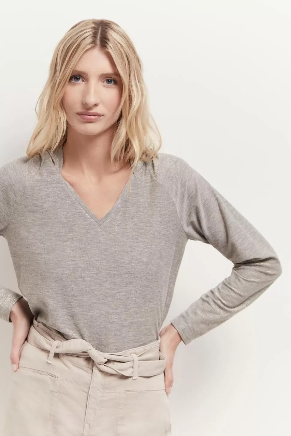 One Step Mara - T-Shirt Platine A Capuche Et Manches Longues Online