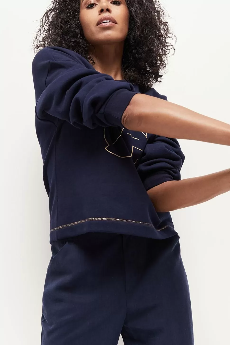 One Step Marcus - Sweat Marine Visuel Monogramme Dore Discount