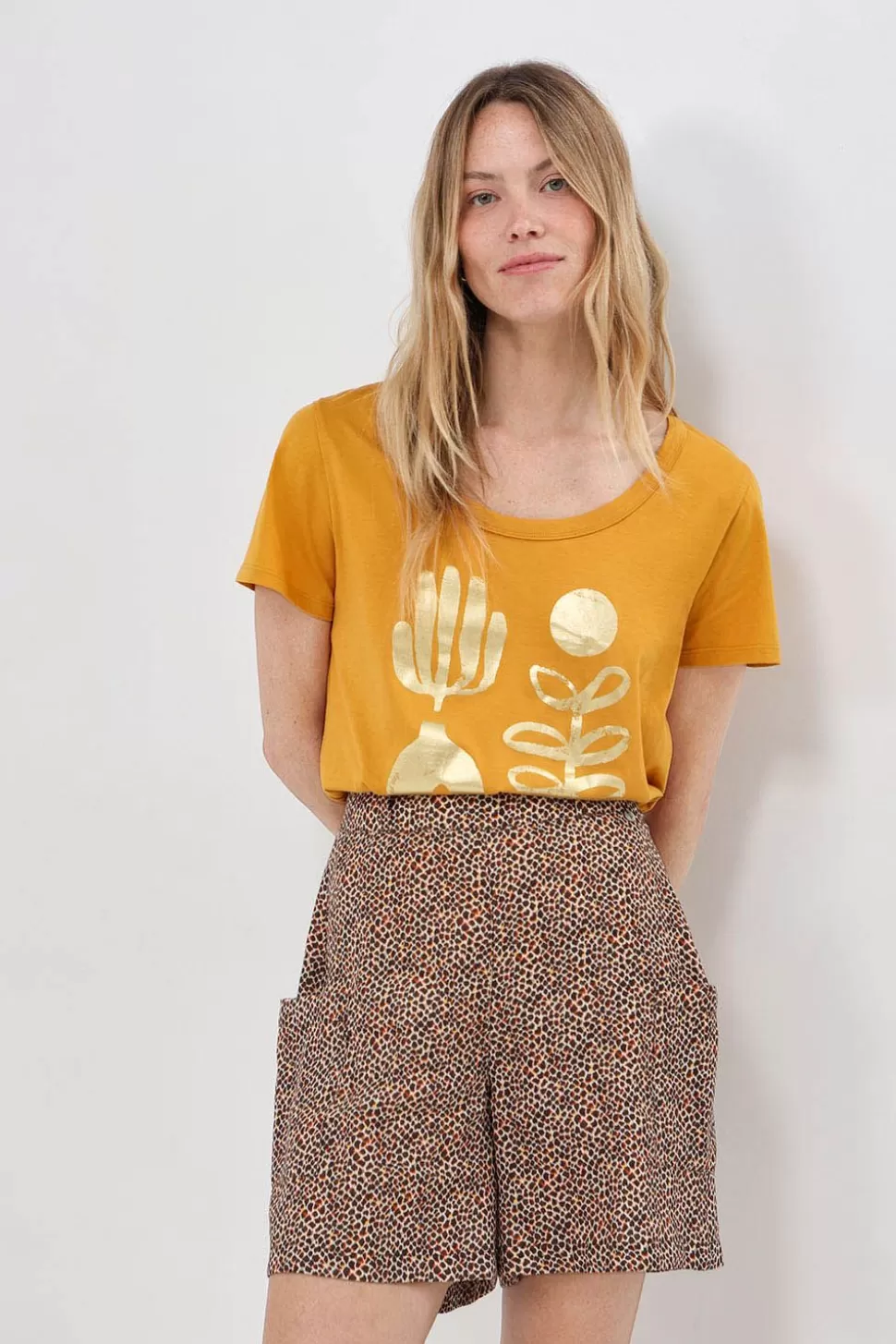 One Step Mareva - T-Shirt Miel Coton Bio Visuel Arty Minimal Best Sale
