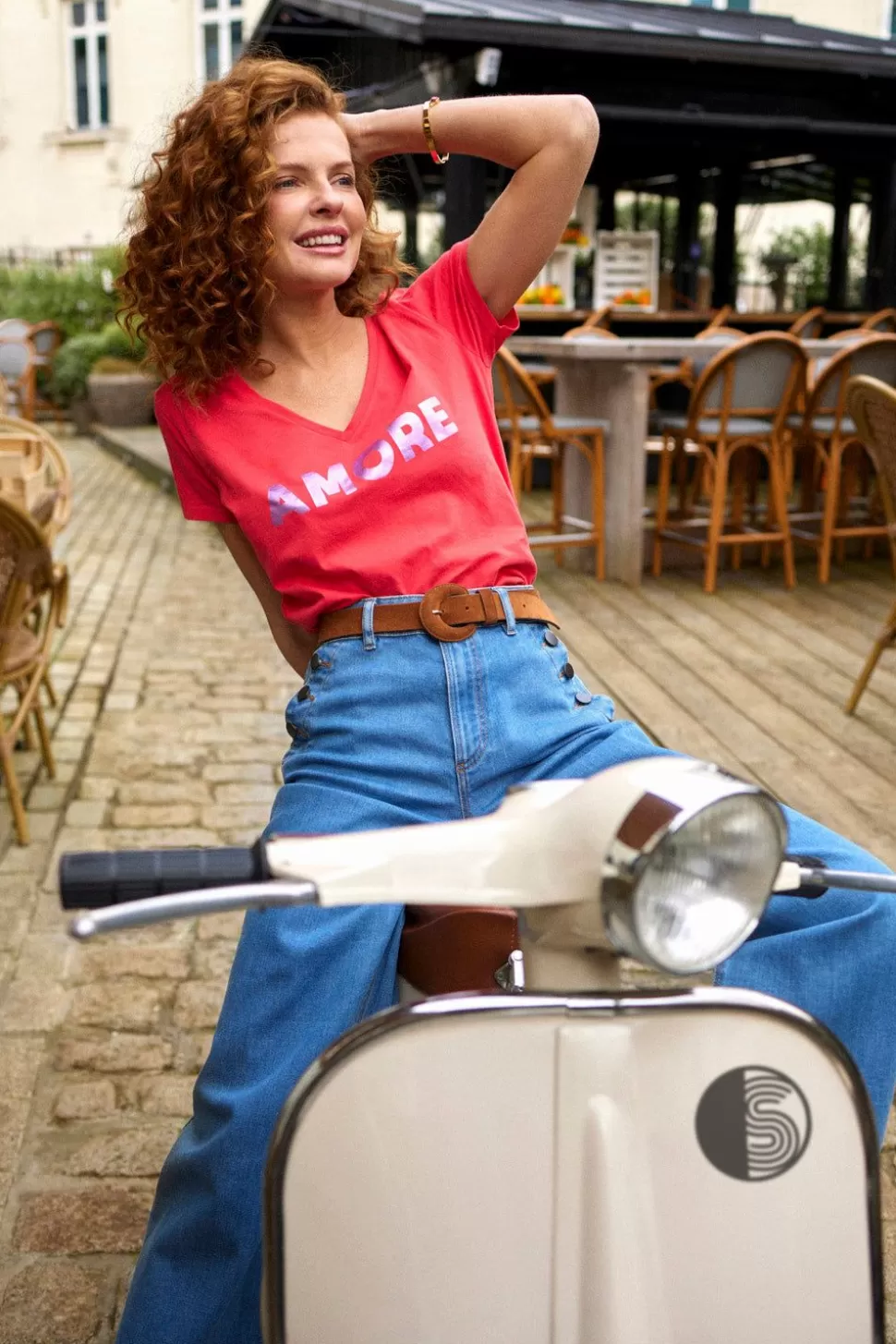 One Step Mars - T-Shirt Hibiscus Coton Bio Message Metallise Clearance