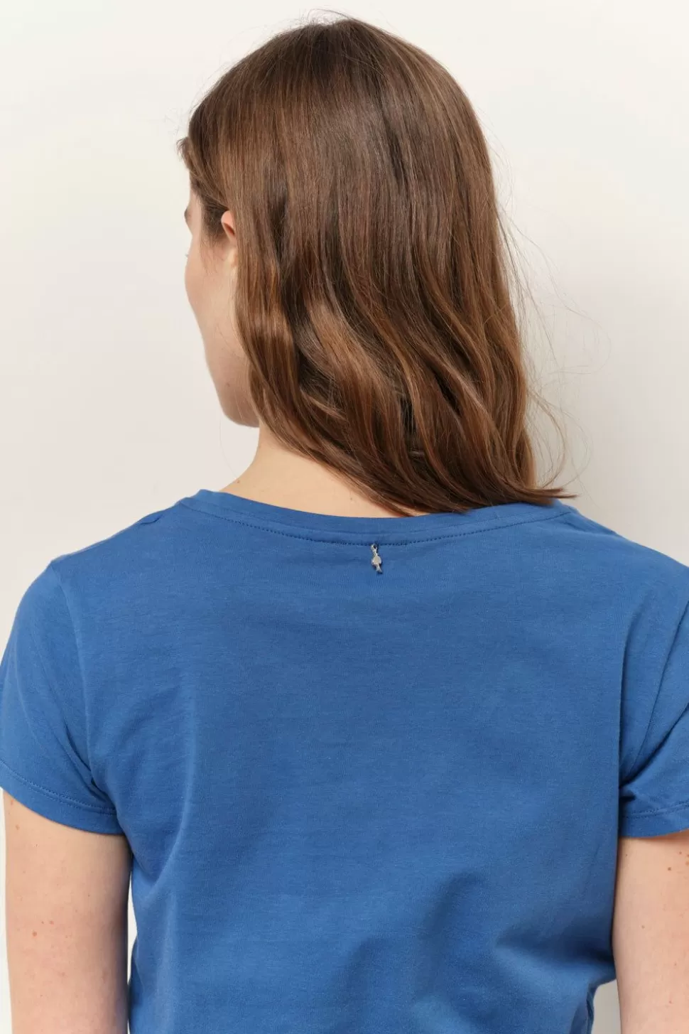 One Step Mica - T-Shirt Santorin Blue Coton Bio Message Motif Leopard Metallise New